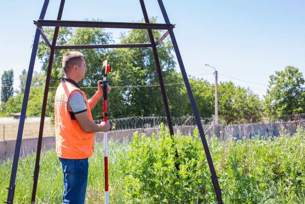 Land Surveyor with theodolite